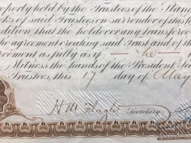 JD Rockefeller signed Standard Oil stock certificate
