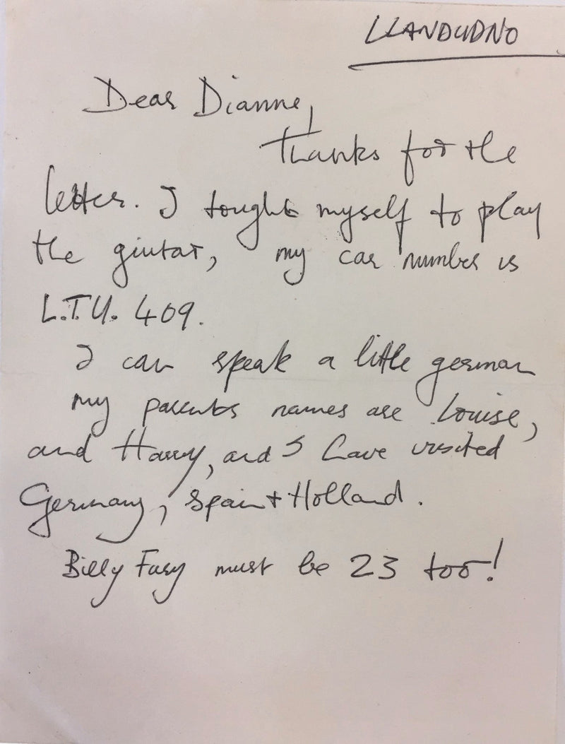 George Harrison unsigned handwritten letter to fan