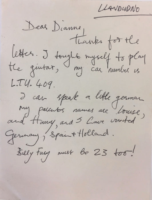 George Harrison unsigned handwritten letter to fan
