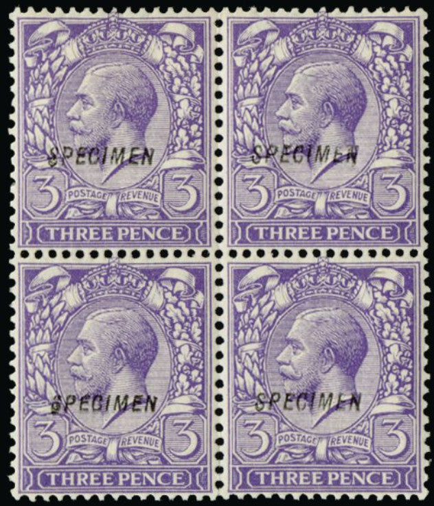 Great Britain 1912 3d violet. SG375var.