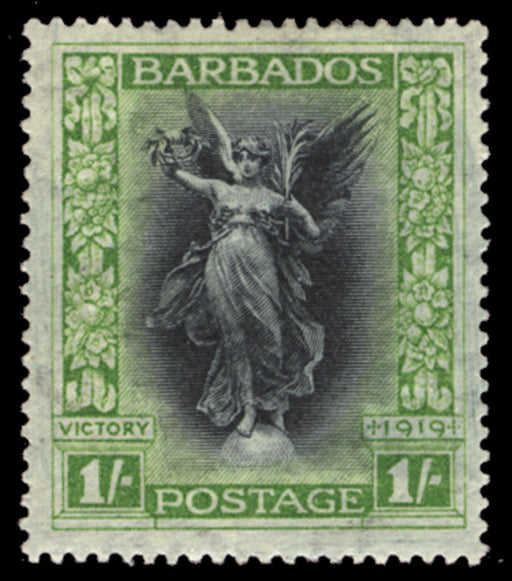 Barbados 1920-21 'Victory' 1s black and bright green, SG209a