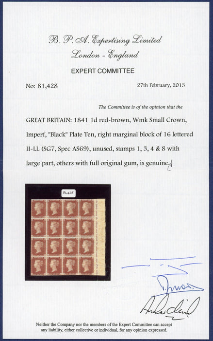 Great Britain 1841 1d red brown Plate 10, SG7