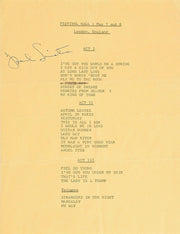 Frank Sinatra Signed Set list 