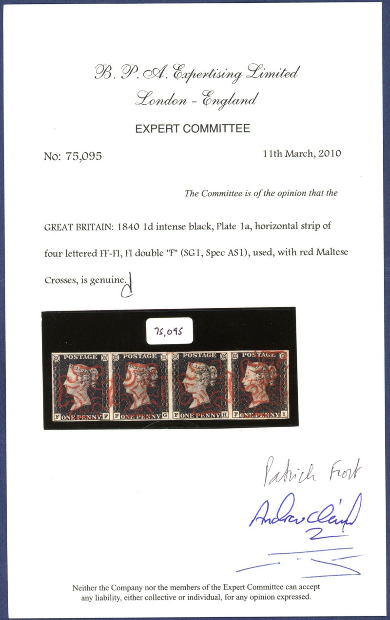Great Britain 1840 1d intense black, plate 1a, SG1