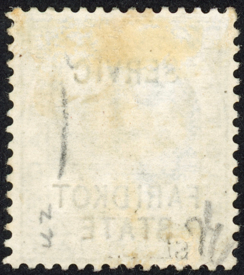 I.C.S. Faridkot 1887-98 6a olive-bistre Official error, SGO10b