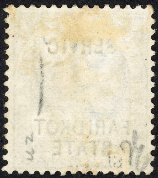 I.C.S. Faridkot 1887-98 6a olive-bistre Official error, SGO10b