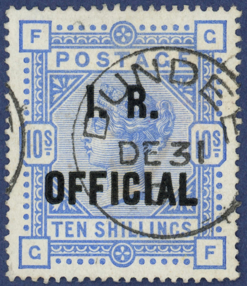 Great Britain 1890 10s ultramarine (I.R. Official), SGO10