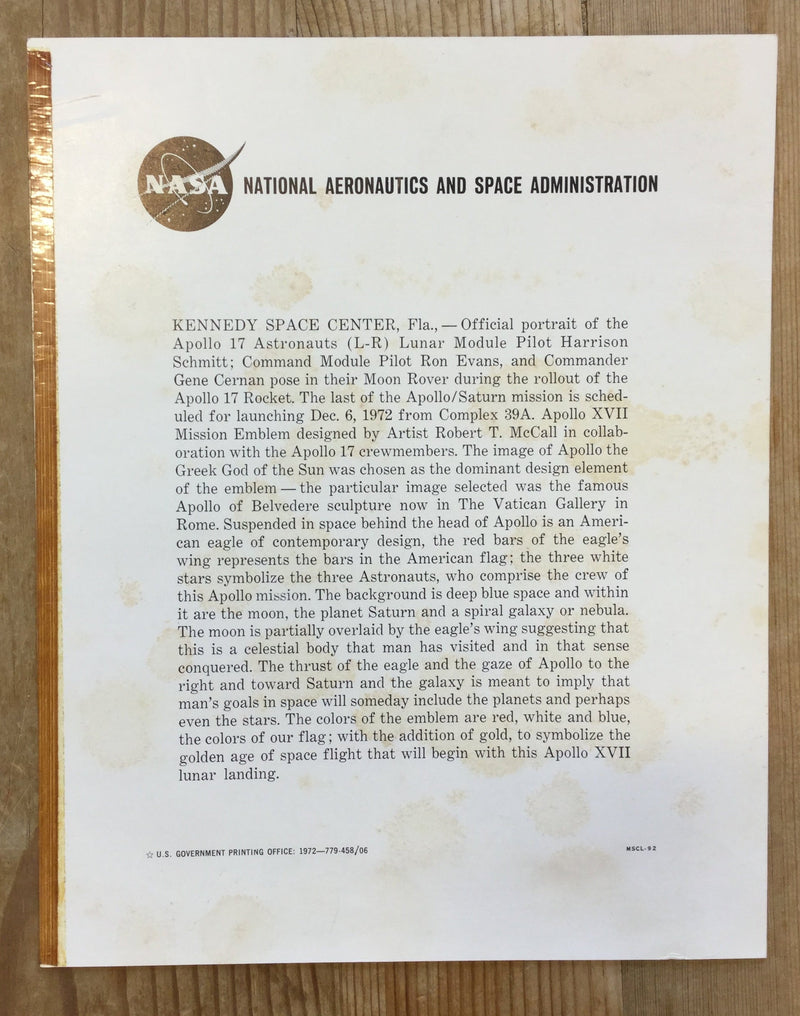 Apollo 17 crew signed photo