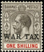Bahamas 1918 'WAR TAX' 1s grey-black and carmine SG95
