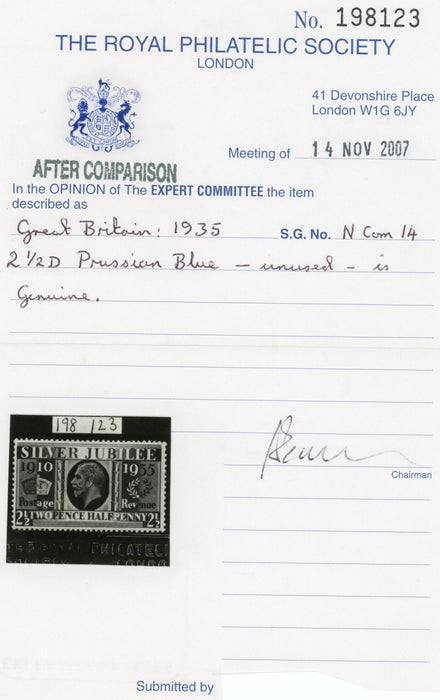 Great Britain 1935 2½d Prussian Blue, SG456a