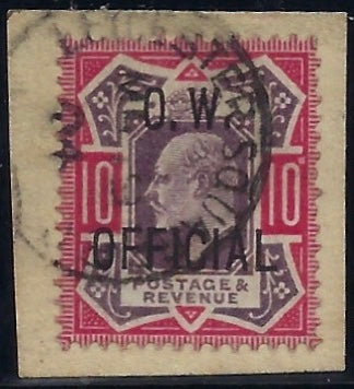 Great Britain 1902 10d Dull purple & carmine (O.W. Official).  SG O40