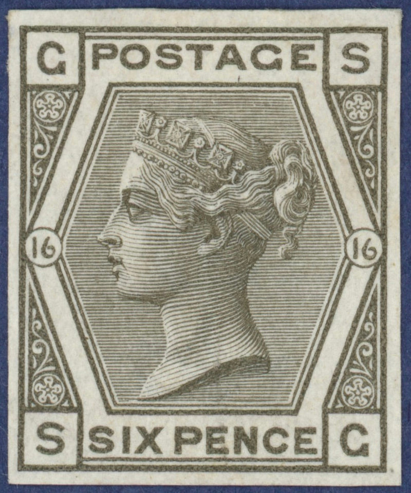 Great Britain 1878 6d grey Plate 16 imprimatur, SG147var