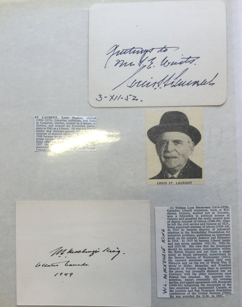 Canadian politician autographs