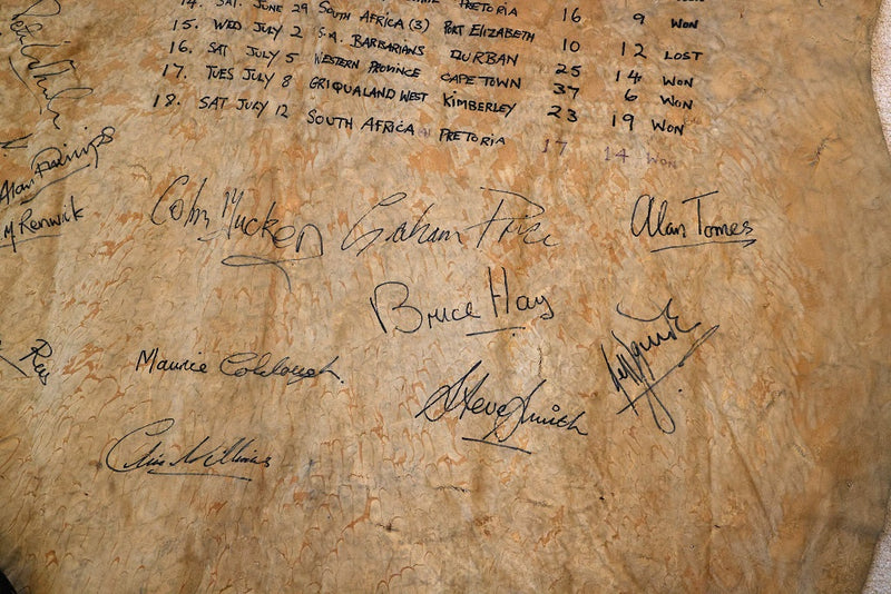 1980 British Lions rugby tour autographed zebra hide