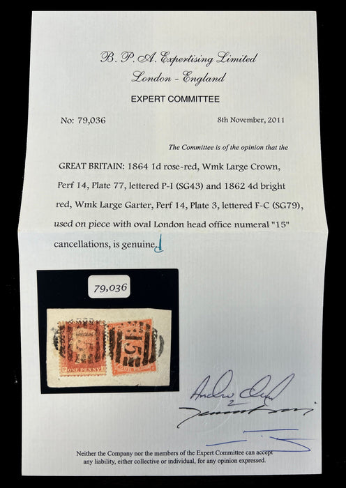 Great Britain 1864 1d rose red plate 77, SG43
