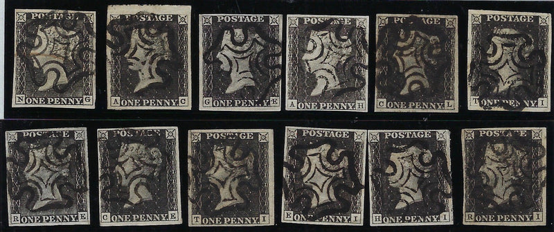 Great Britain 1840 1d black Plates 1a-11, SG2/3