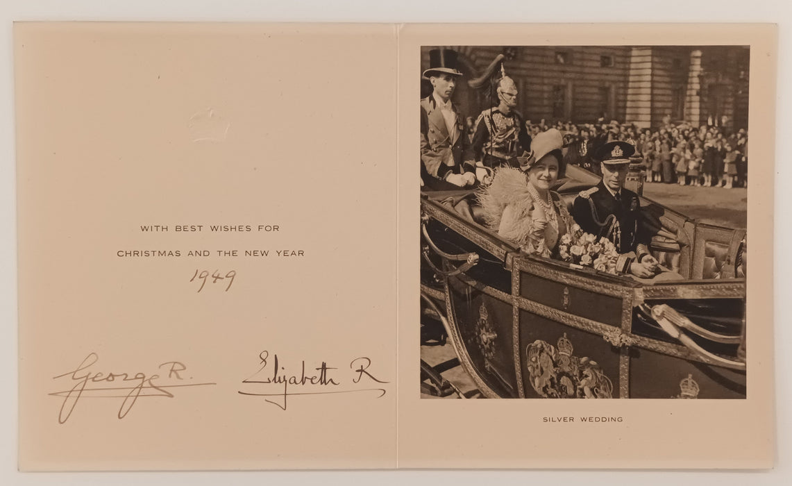 King George VI and Queen Mother 1949 signed Christmas card