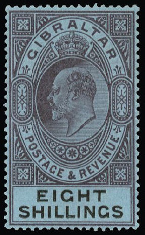 Gibraltar 1903 8s dull purple and black/blue SG54