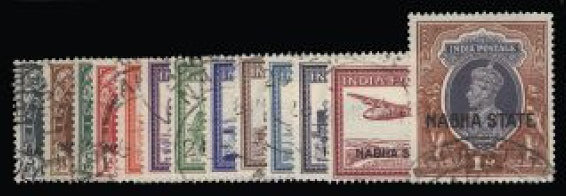 I.C.S. Nabha 1938 short set of 13 to 1r SG77/89