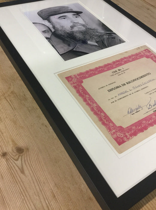 Fidel Castro signed certificate of recognition