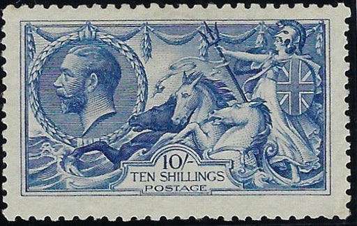 Great Britain 915 10s Bright "Cambridge" blue. SG412var