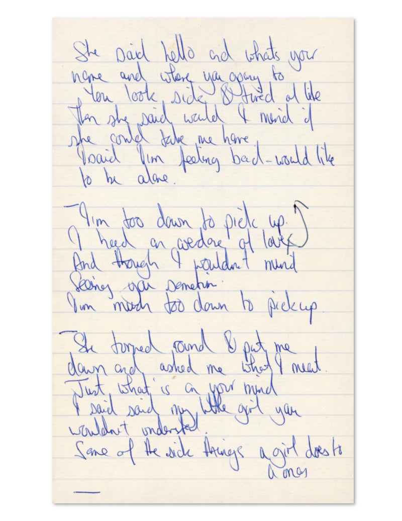 Mick Jagger handwritten Rolling Stones lyrics