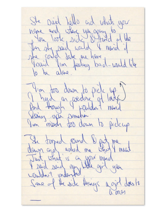 Mick Jagger handwritten Rolling Stones lyrics