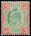 India 1902-11 1r green and scarlet SG137