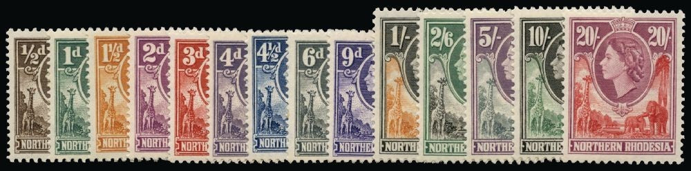 Northern Rhodesia 1953 set of 14 to 20s Unmounted Mint SG61/74