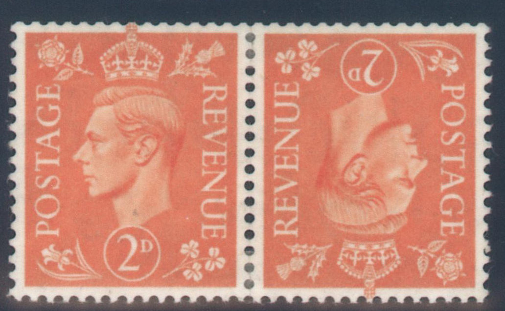 Great Britain 1942 2d. Pale Orange Tete-Beche Pair, Mint SG488b
