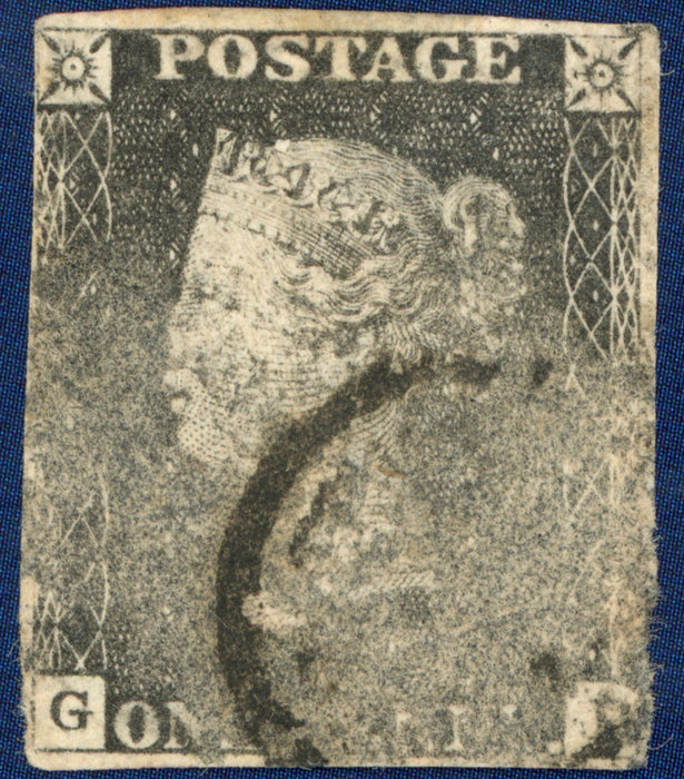 Great Britain 1840 1d black plate 4, the cancellation removal trial of 1840, SG2