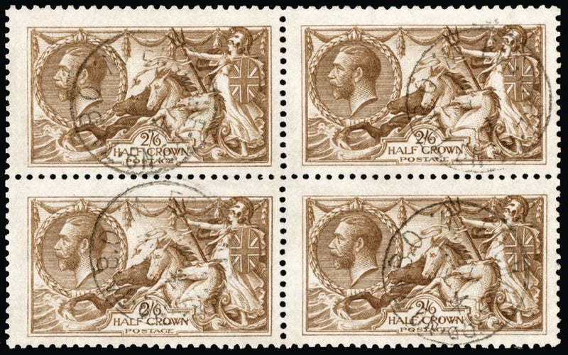 Great Britain 1915 King George V 2s6d yellow brown, "seahorse". SG406