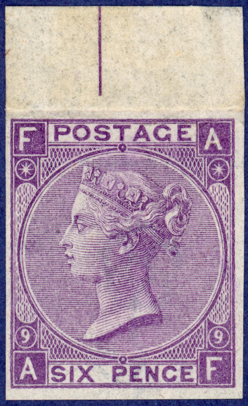Great Britain 1869 6d mauve Plate 9 imprimatur, SG109var