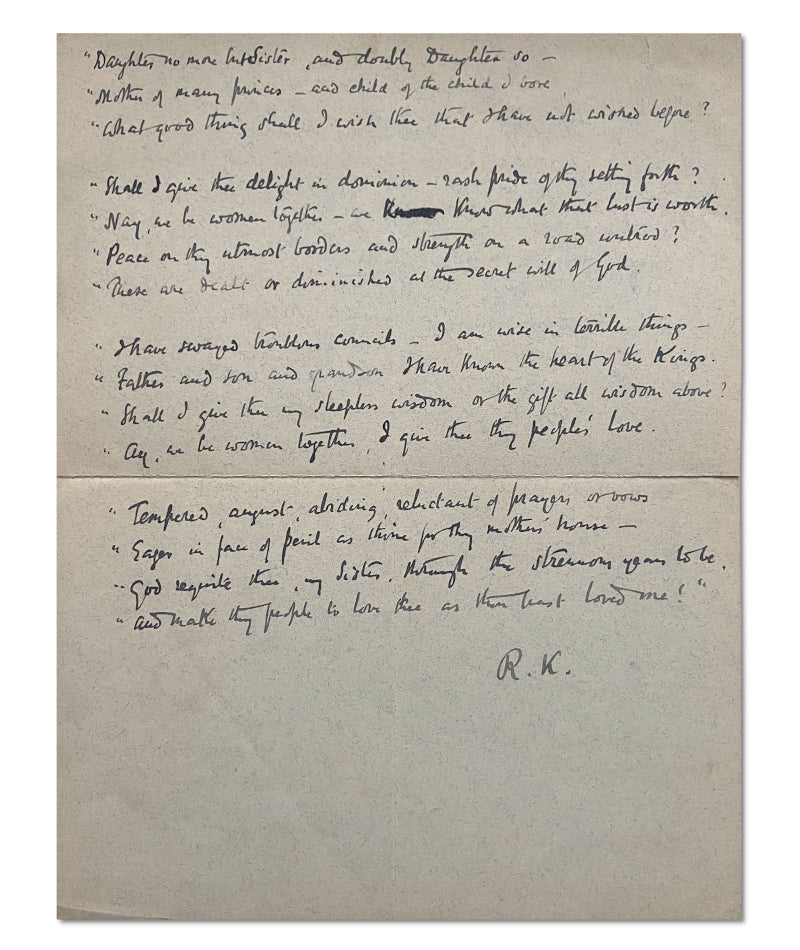 Rudyard Kipling handwritten manuscript poem