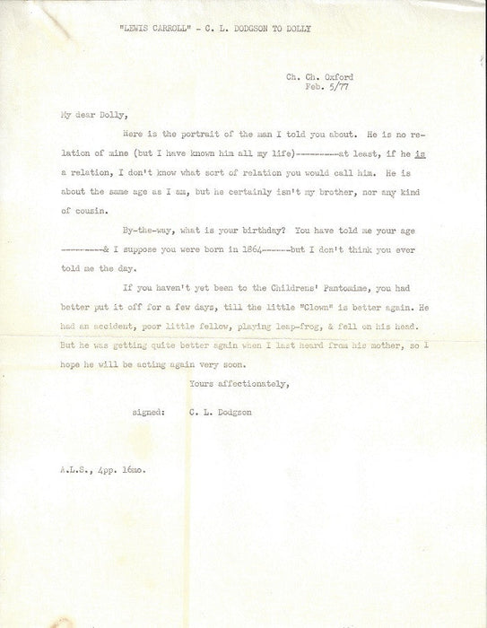 Lewis Carroll Handwritten Letters 
