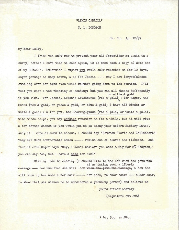 Lewis Carroll Handwritten Letters 