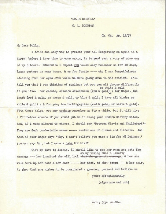 Lewis Carroll Handwritten Letters 