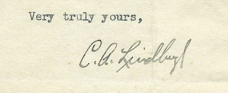 Charles Lindbergh 1931 typed and signed letter