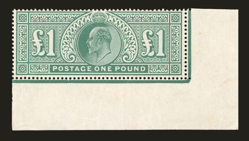 Great Britain 1902 £1 dull blue green superb marginal unmounted mint, SG266