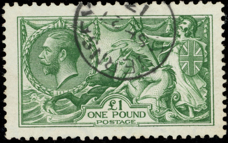 Great Britain 1913 £1 green "Seahorses" exceptionally fine used, SG403