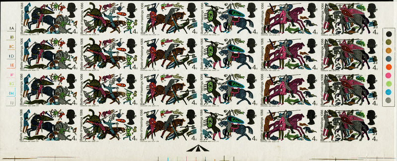 Great Britain 1966 4d Battle of Hastings marginal imperforate cylinder block of twenty four unmounted mint, SG705ab