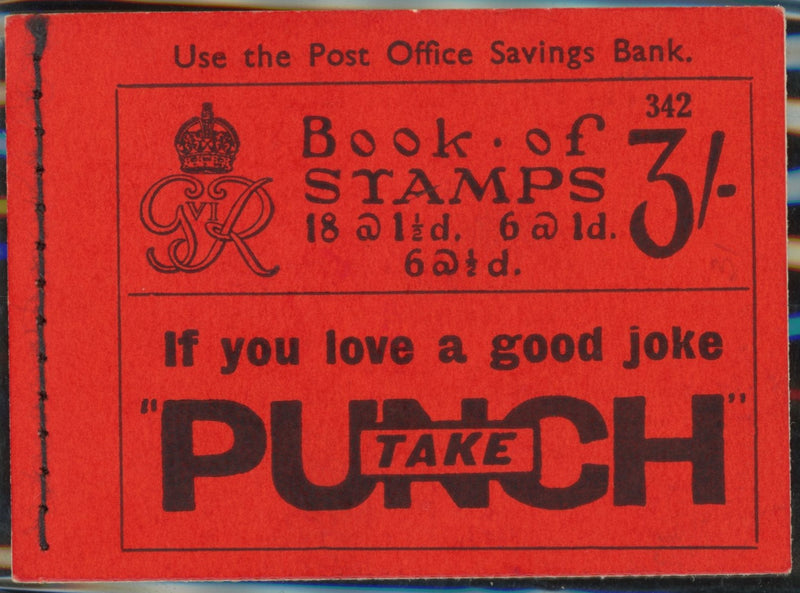 Great Britain 1937 3s Booklet (Edition No. 342), SGBD21.