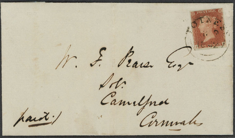 Great Britain 1841 1d red-brown Plate 21 entire letter, SG8