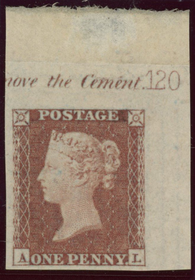 Great Britain 1841 1d red brown Plate 120 imprimatur, SG8var