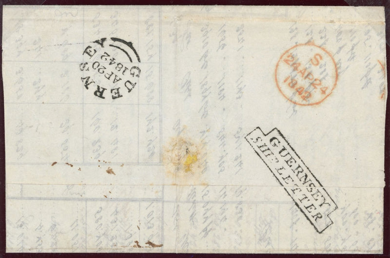 Great Britain 1842 Channel Islands Mail entire Ship letter, one of seven known examples