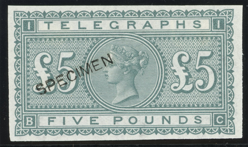 Great Britain 1877 £5 "Telegraph" colour trial Plate 1 overprinted "SPECIMEN", SGT18var