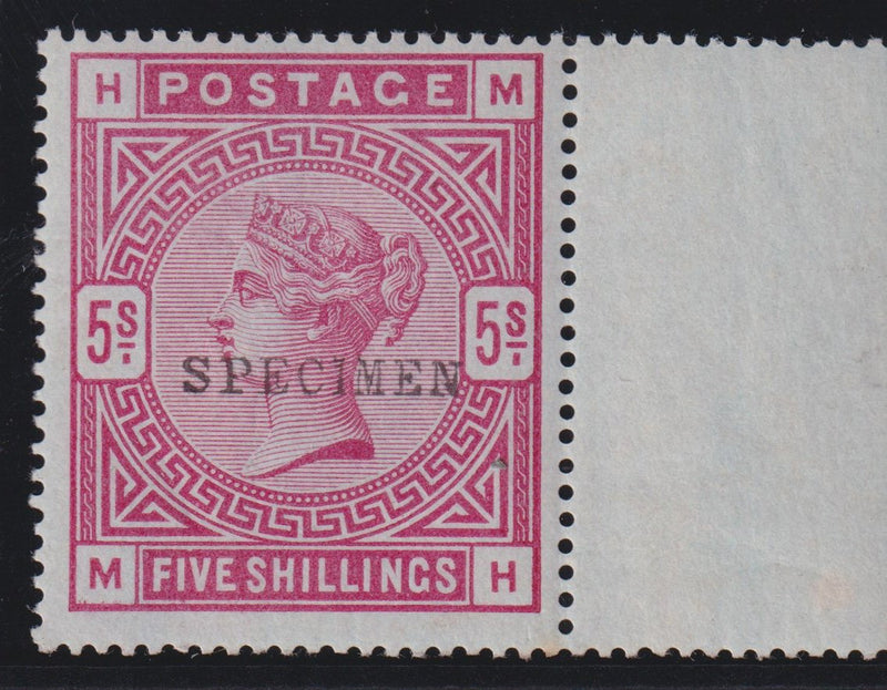 Great Britain 1884 5s rose (blued paper) superb marginal unmounted mint Specimen, SG176s