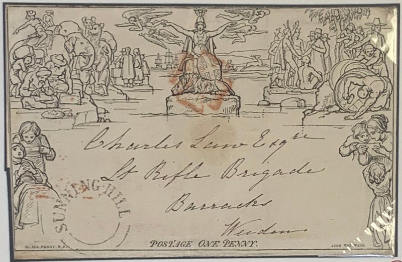 Great Britain One Penny letter sheet sent from Sunning Hill to 'Lt Rifle Brigade, Barracks, Weedon' (Northants).