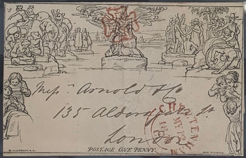Great Britain 1840 - May 12th 1d Mulready Letter Sheet from CHELTENHAM to LONDON
