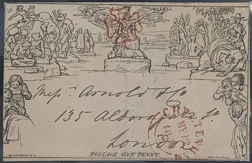 Great Britain 1840 - May 12th 1d Mulready Letter Sheet from CHELTENHAM to LONDON